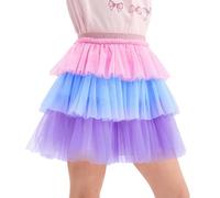 Miipat Girls Tutu Skirt, Layered Tulle Mini Skirts for Kids Dance Party | 3 Layered Tulle Skirts, Soft Cotton Lining, Elastic High Waist, Toddler Tiered Princess Rainbow Ballet Tutu, Birthday Daily