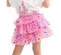 Miipat Girls Tutu Skirt, Layered Tulle Mini Skirts for Kids Dance Party | 3 Layered Tulle Skirts, Soft Cotton Lining, Elastic High Waist, Toddler Tiered Princess Rainbow Ballet Tutu, Birthday Daily