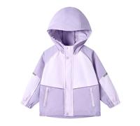 Miipat Girls Waterproof Jacket Lightweight Rain Jackets with Hooded Toddler Windbreaker Windproof Outerwear with Zip Pockets Raincoat for Kids Boys(Purple, 3-4 Years)