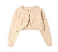 Miipat Toddler Girl Knitted Cardigan Kids Knitted Sweaters One-Button Long Sleeve Crew Neck Bolero Cardigan Shrug Knitwear Coat Khaki 100 2-3 Years