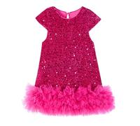 Miipat Toddler Girls Dress Sparkling Sequin Girl Dresses Elegant Sleeveless Tulle Princess Kids Dress for Birthday Party Wedding (Rosered 130 5-6 Years)