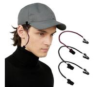 Miiqxx 3 PCS Windproof Hat Retainer Clip,Anti-Loss Design Hat Strap Clips,25cm Cap Retainer,Cap Straps for Fishing/Golfing/Hiking/Camping/Travel/Baseball/Golfing/Sailing/Etc (Black/Red)