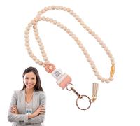 Miiqxx 50CM Daisy Teacher Lanyard with ID Holder,Wood Beaded Lanyard,CuteLanyard for Women Office Workers Teachers