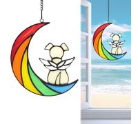 Miiqxx Rainbow Dog Memorial Gifts,Acrylic Pet Bereavement Gifts,Pet Memorial Plaques for Dog Lovers,Fade-Resistant Dog Memorial Plaque,Dog Remembrance Gifts Window Hanging Plaque,Non-Glas
