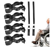 Miiqxx Walking Stick Holder,4PCS Universal Walking Stick Holders with 2 Lanyards,360° Rotatable Rotatable Clip Stick Holders,Cane Holder for Drive Rollator/Wheelchairs/Scooters/Walkers (Black)