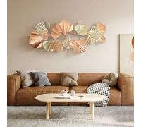 MIIWWOWO Ginkgo Leaf Wall Decor Iron Vintage Style Metal Wall Art 136 x 62 cm Large Hanging Sculpture for Living Room Bedroom Hallway