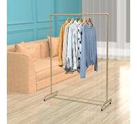 MIIWWOWO Gold Clothes Rail Industrial Pipe Clothing Rack with Wheels Rolling Garment Rack for Display Hanging Clothes Display Stands Home Storage Clothes Hanging Shelves