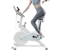 MIIWWOWO Indoor Cycling Bike, 8.8 lbs Flywheel, Stationary Exercise Bike with LCD Display, Adjustable Seat & Handlebar, Belt Drive, 176 lbs Capacity, for Home Workout, 85x45x110cm, White