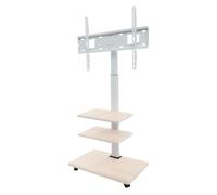 MIIWWOWO Universal TV Stand for 32-70 Inch TVs Up to 45kg/99lbs, Height & Width & Angle Adjustable Table Top TV Stands on Wheels, Mobile TV Cabinet with Bracket & Storage Rack (White)