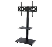 MIIWWOWO Universal TV Stand for 32-70 Inch TVs Up to 45kg/99lbs, Height & Width & Angle Adjustable Table Top TV Stands on Wheels, Mobile TV Cabinet with Bracket & Storage Rack (Black)