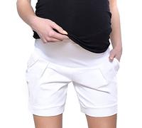 Mija - Maternity Shorts Pants Trousers with Over Bump Panel 1047 (UK10 / M, White)