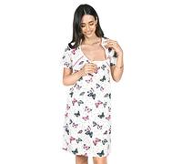MijaCulture 2 in1 Maternity & nursing/breastfeeding cotton nightdress 2074 (XXL, White/Butterflies)
