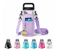 Mijafaron Water Bottle Holder with Strap for Hydroflask & Owala 24/32/40 oz, Insulated Neoprene Crossbody Sling Carrier with Dual Storage & Phone Pocket, Portable Flask Sleeve for Hiking Gym Travel