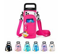 Mijafaron Water Bottle Holder with Strap for Hydroflask & Owala 24/32/40 oz, Insulated Neoprene Crossbody Sling Carrier with Dual Storage & Phone Pocket, Portable Flask Sleeve for Hiking Gym Travel