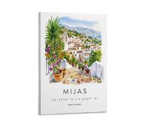 Mijas Watercolor Travel Lovers Spain Wall Art Paintings Canvas Prints Poster Artwork for Living Room Bedroom Bathroom Office Home Decor 12x18inch(30x45cm)