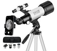 Mijiaowatch Telescope for Adult, 70mm Aperture 400mm Portable Telescope with Tripod, Finder Scope, Phone Adapter, Carrying Bag, Astronomical Refractors Telescopes for Kids Beginners Adults (White)