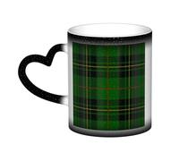 MIJKO Black Abstract Clan Forbes Tartan Plaid Scottish Pattern Green Checkered, Ceramics Mug Heat Sensitive Color Changing Mug in The Sky Coffee Mugs Ceramic Cup 330ml