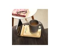 MijMoj Design Light Wood & Leather Sofa Coaster Phone Stand engraved with: Love you x in Light Beige MijMoj Design Light Beige