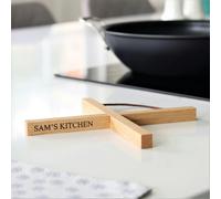 MijMoj Design Personalised Solid Oak Trivet - Space Saving Kitchen Gift - Left Engraving Only