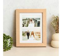 MijMoj Design Solid Oak Double Picture Frame with Mount - For 6x4" Photos, Natural Finish - For 6"x4" photos
