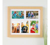 MijMoj Design Solid Oak Five Aperture Picture Frame with Mount - For 6x4" Photos, Natural Finish - For 6"x4" photos