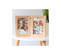 MijMoj Design Solid Oak Hinged Double 7" x 5" Photo Frame - Natural Wood Folding Frame for Two Portrait Photos in Light Oak MijMoj Design Light Oak