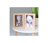 MijMoj Design Solid Oak Hinged Double Photo Frame 6" x 4" - Folding Wooden Picture Frame in Light Oak MijMoj Design Light Oak