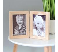 MijMoj Design Solid Oak Hinged Picture Frame - For 6x4" or 7x5" Photos, Natural Finish - For 6"x4" photos