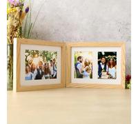 MijMoj Design Solid Oak Three Aperture Hinged Picture Frame - Natural Finish - Three aperture frame