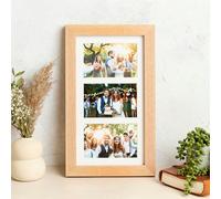 MijMoj Design Solid Oak Triple Picture Frame with Mount - For 6x4" Photos, Natural Finish - For 6"x4" photos