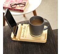 MijMoj Design Women's Reserved For Mum Light Wood & Leather - Sofa Coaster Phone Stand in Light Beige MijMoj Design Light Beige