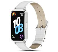 MIJOBS Strap Compatible with Huawei Band 10/9/8 Leather Bracelet, Soft and Comfortable, Smart Watch Replacement Straps for Men Women, white, 210 mm, Classic