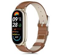 MIJOBS Strap for Xiaomi Band 9 & 8, Leather, Brown, 220mm, Elegant, Unisex, Premium Quality