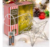 MIJOMA 10 LED Hanging Metal Star 15cm Diameter 6 Hour Timer Battery Operated Christmas Decoration