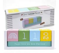 MIJOMA Annual Wooden Countdown Calendar, Permanent Table Calendar with Decorative Cubes, Up to 432 Days for Special Occasions (Bunt - Family Edition, Approx. 18 × 7 × 5.5 cm)