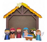 MIJOMA Beautiful Nativity Figures for Nativity Scene - Hand-Painted Wooden Figures - Perfect Christmas Decoration in Various Sets and Styles to Choose From (8 Pieces - 5 cm High)