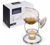MIJOMA Brandy Warmer Gift Set - Cognac Warmer with 400 ml Glass Pivot, Stainless Steel Stand and Glass Tea Light Holder, Aromatic for Connoisseurs