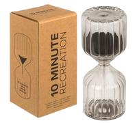 MIJOMA Charming Glass Sand Timer for 10 Minutes Rest - Relaxation and Time Management Tool - 6 x 13.5 cm - 4 Magical Colours Decoration (Black)