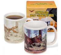 MIJOMA Colour Changing Mug Dinosaur T-Rex - Heat Sensitive Stoneware Coffee Mug 330 ml - Reactive Prehistoric Motif for Children & Dinosaur Fans
