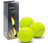 MIJOMA Dog Tennis Balls Set, Pack of 3, Diameter 6 cm, Ideal for Fetch Games, Interactive Dog Training, Robust Balls, Jumping, Good for Indoor and Outdoor Use, Designs (Yellow)