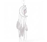 MIJOMA Dream Catcher Moon & Star in White - Magic Boho Decoration with Feathers for Gentle Dreams (1, Moon)