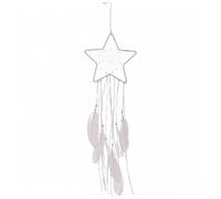 MIJOMA Dream Catcher Moon & Star in White - Magic Boho Decoration with Feathers for Gentle Dreams (1, Star)