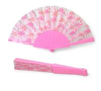 MIJOMA Foldable Hand Fan - Ultralight, Water-Repellent for Summer Party and Wedding, Colourful Design, 42 x 23 cm (Flamingo Pink)