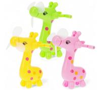 MIJOMA Giraffe Hand Fan Set of 3 - Mini Fan with Crank, Children's Fan without Battery, Colourful & Handy, 13 cm, Quiet & Safe, Summer Gadget for on the Go