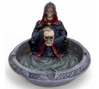 MIJOMA Gothic Ashtray - Grim Reaper with Skull - Mystical Design Polyresin - Round, 10cm Diameter, 8cm Height - Decorative Ashtray for Horror & Fantasy Fans