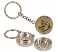 MIJOMA Hidden Mill Keyring - Metal Grinder Pendant with Magnetic Closure - Compact & Stylish - For Travel & Festivals, Gesamtlänge: ca. 9,5 cm, Metal