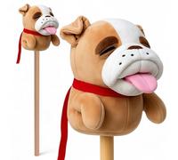 MIJOMA Hobby Horse 68cm Soft Plush Battle Horse - Ideal for Hobby and Role Play - Premium Finish - 68cm (Light Brown Bulldog)