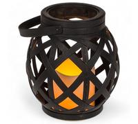 MIJOMA Lantern with Handle and LED Candle, Timer Function, 13.5 x 16 cm, Plastic, Battery Operated, Stylish Outdoor and Indoor Decoration