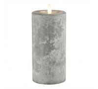 MIJOMA LED Candle in Elegant Marble Look with Realistic Flame Effect - Authentic Warm White Glow, 6/18 Timer, Battery Operated, for a Cosy Stylish Home (Concrete Grey, Diameter 7.5 x Height 15 cm)