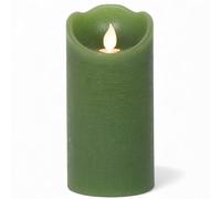 MIJOMA LED Real Wax Candle with Flickering Flame, Timer and Battery Operated, Indoor LED Candle with Warm White Light, Natural Look (Green - Textured Surface, Diameter 7.5 cm x 15 cm)